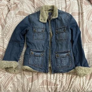 Lucky Brand Blue Denim Jacket with Faux Shearling Lining